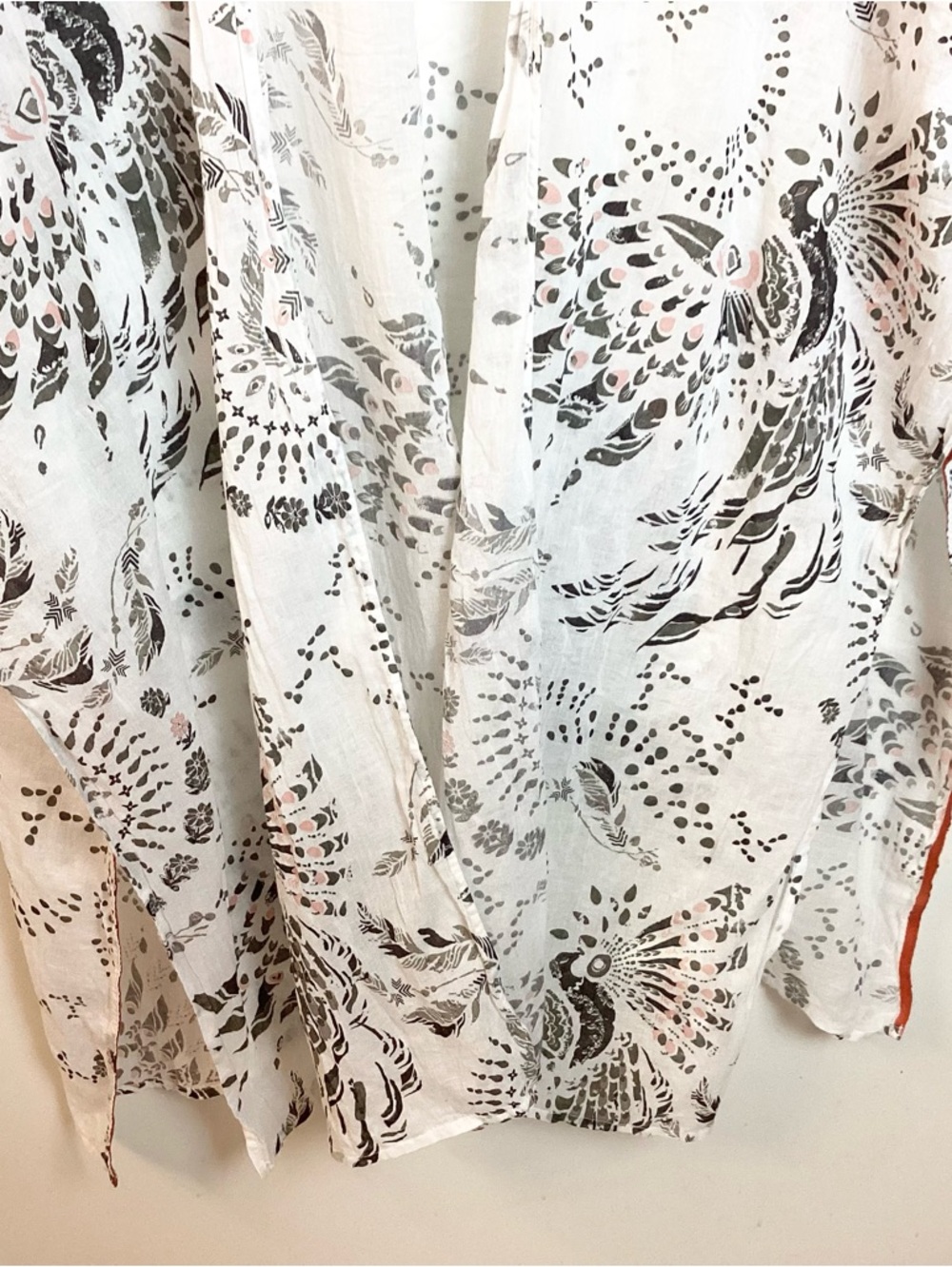 Odd Molly Boho 100% Cotton Bird Print Swim Cover Up - White - One Size - Picture 3 of 9
